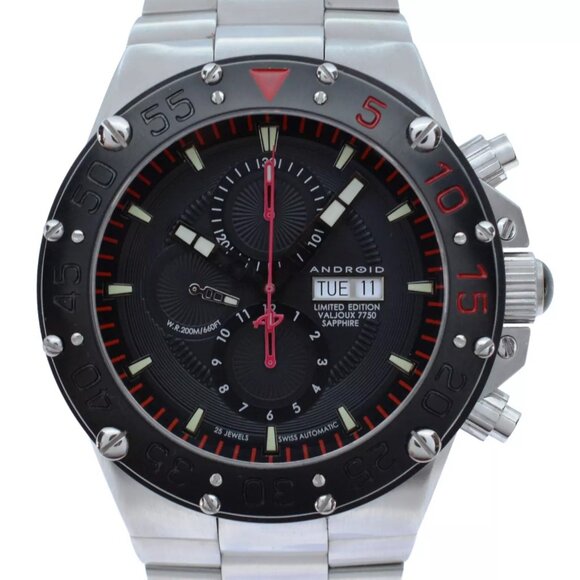 Android Men's 50mm Divemaster Enforcer Watch Valjoux 7750 Limited 500 Ref AD905! - Picture 1 of 8
